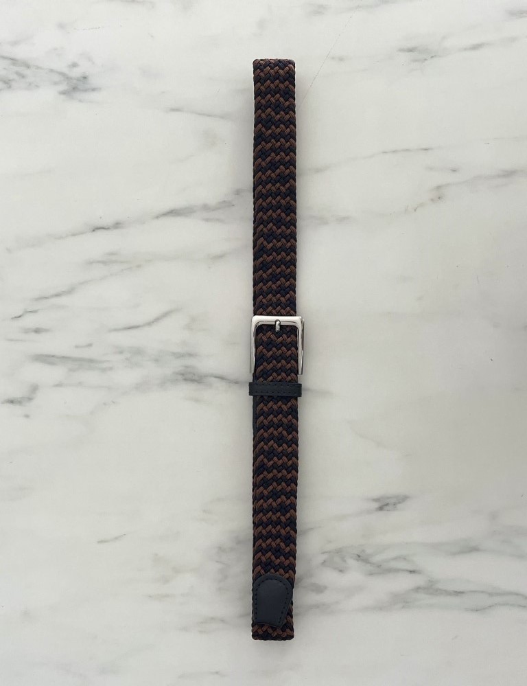 Ανδρική καφέ μπλε ελαστική πλεκτή ζώνη 250422K φωτογραφία